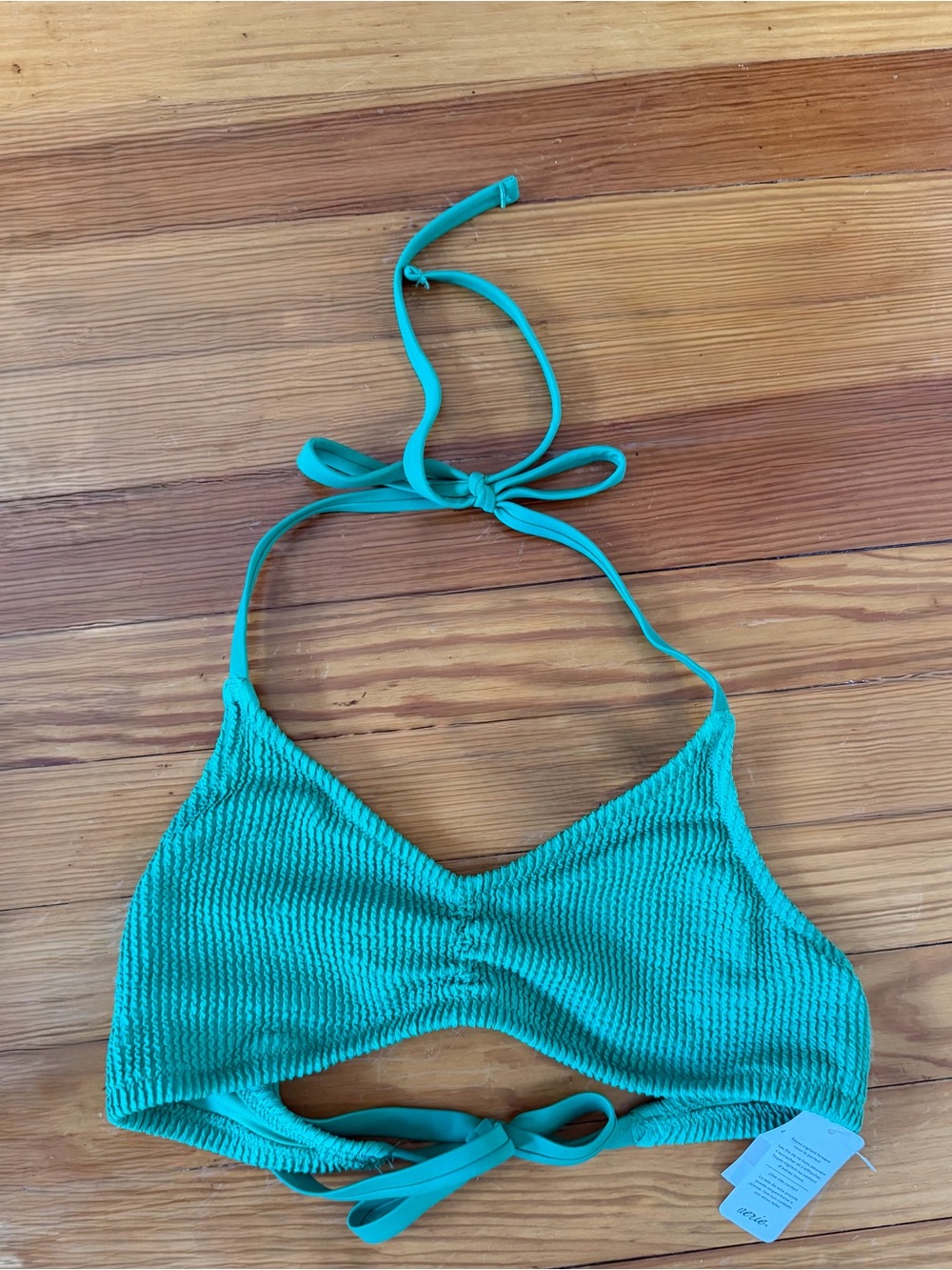 NWT aerie Green Ribbed Halter Bikini Top